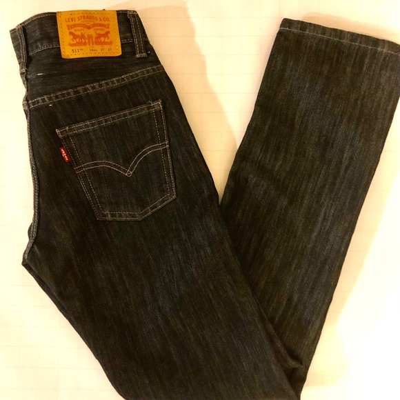 Levis 511 Jeans Womens 14 Reg 27 x 27 Slim Denim Red Tab Strauss Dark Wash NWOT - Picture 5 of 5